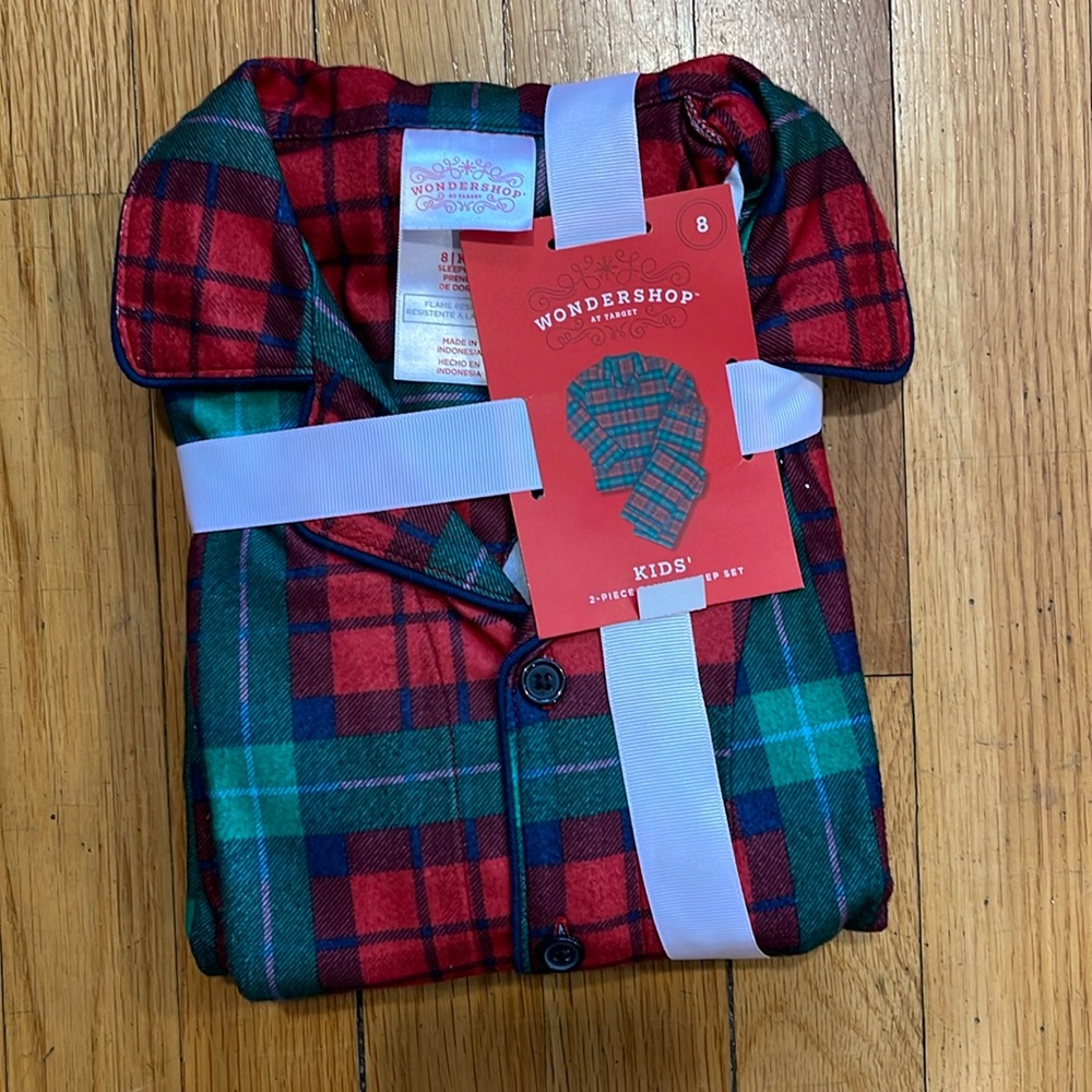 NWT Wondershop Kids Holiday Pajamas set 2 Piece Red Tartan